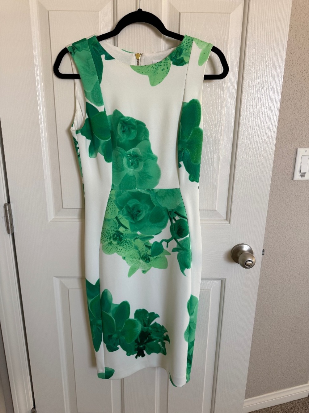 Calvin Klein green and white floral midi dress